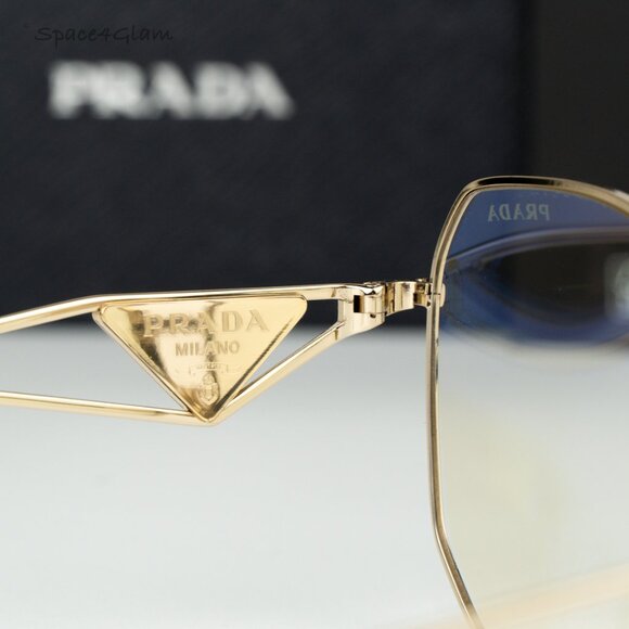 BRAND NEW Prada Women Sunglasses Gold Blue Light Filter Geometric PR57YS ZVN08N - Picture 6 of 10
